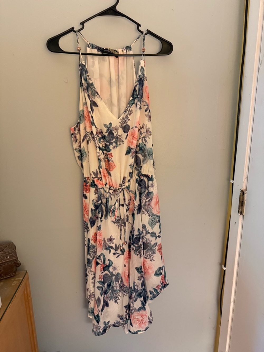 Ivanka Trump Cream Floral-Trim Sleeveless Dress